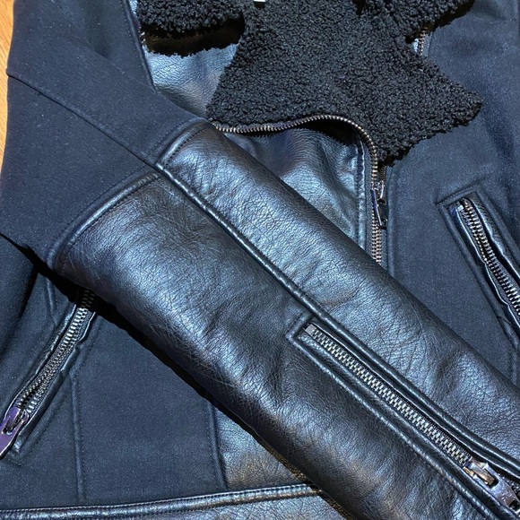 Dex Faux leather & shearling motorcycle jacket - Picture 4 of 6